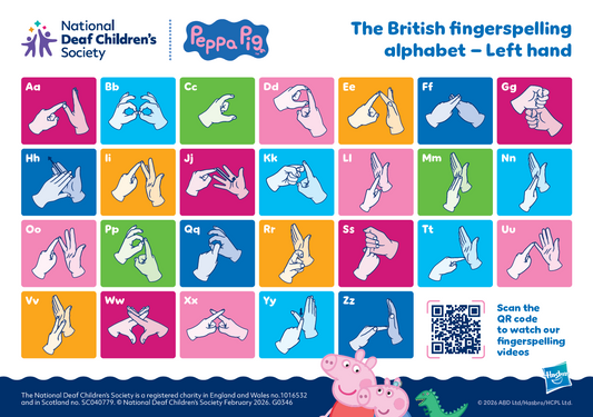 Peppa Pig co-branded fingerspelling postcards