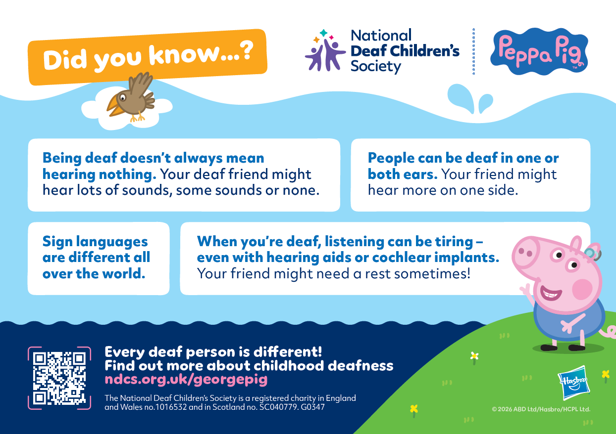 George and Peppa's tips for talking to your deaf friends