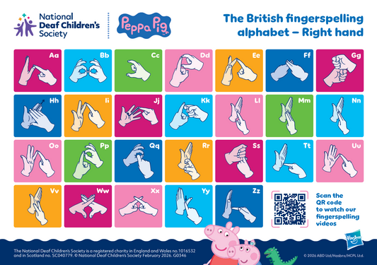 Peppa Pig co-branded fingerspelling postcards